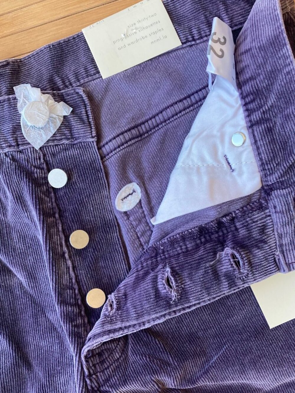 MNML B428 Corduroy Flare Pants Button Fly Mens 32 Purple Two Tone NWT - Picture 7 of 14